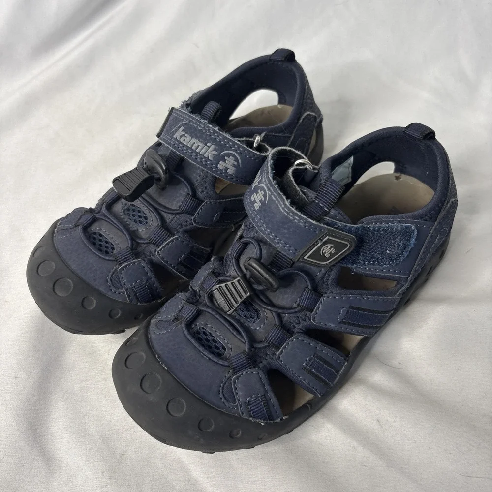 Kamik CRAB Water Sport Closed Toe Sandals Shoes Youth Kids 1 Navy Blue Hiking
